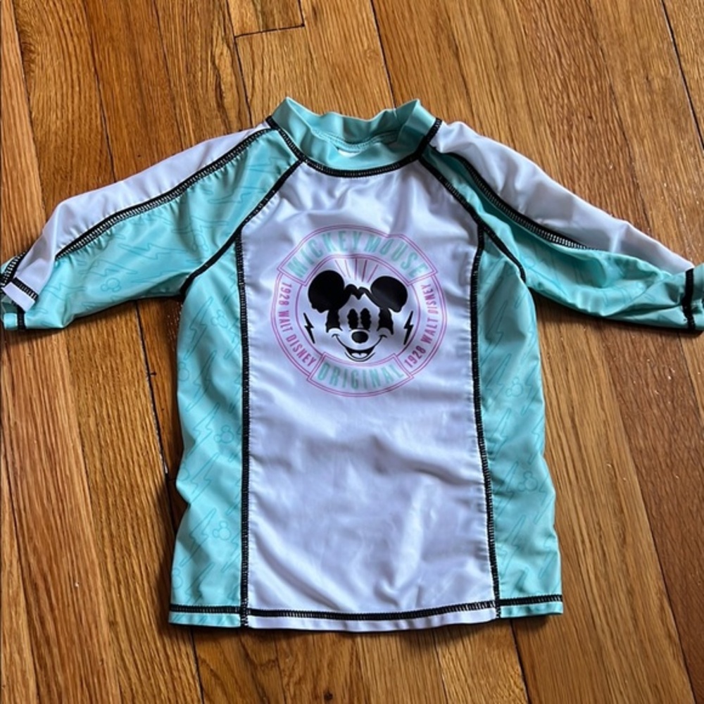 Disney Mickey Mouse US 5Y Blue and White Rashguard Swim Shirt